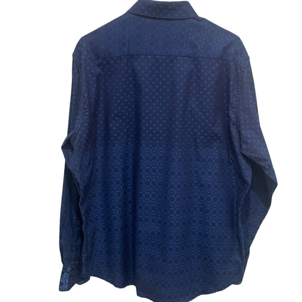 Robert Graham Men's Button Down Shirt Jacquard Blue Size L Long Sleeve - Picture 11 of 15